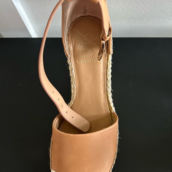 Vince Camuto Camel Leather Espadrille Wedge Heels Sandals - Picture 8 of 9